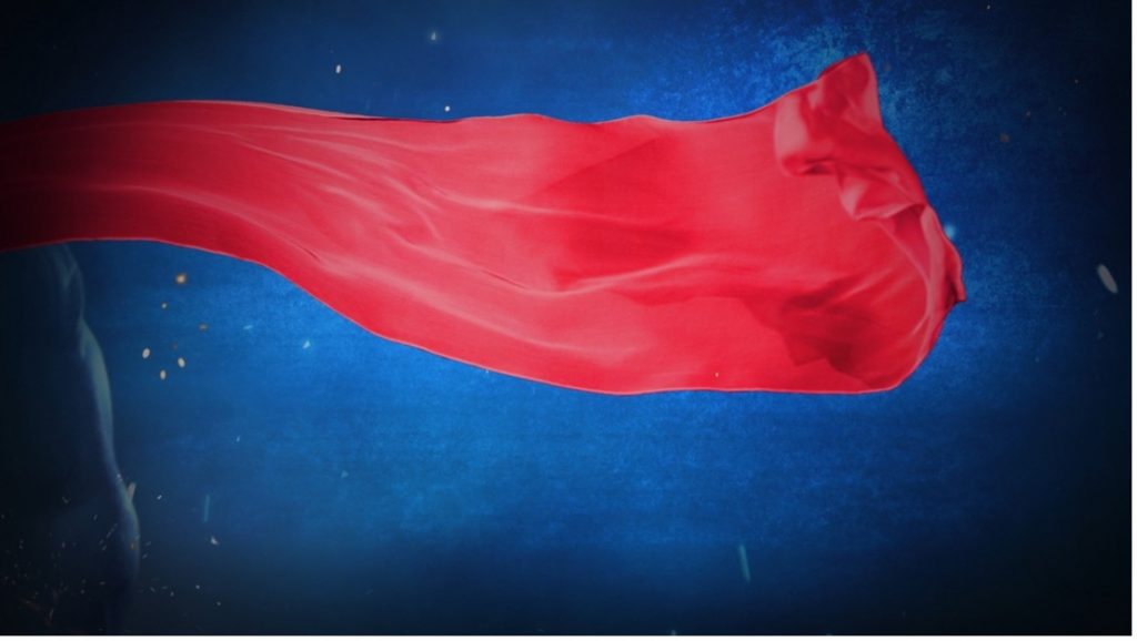 A red cloth flying in the air