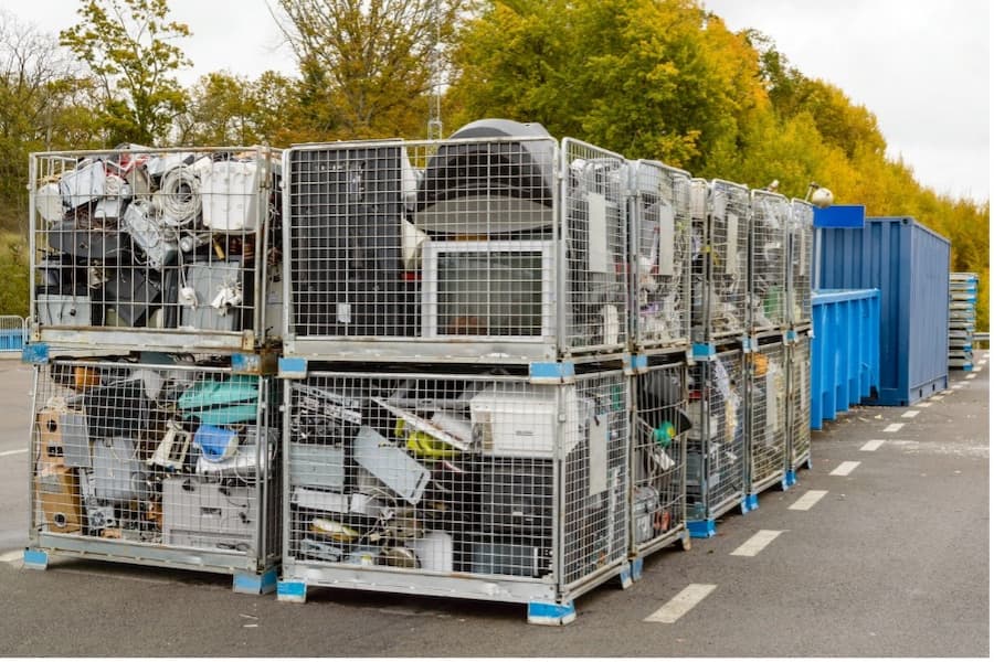 A group of metal containers with electronic equipment