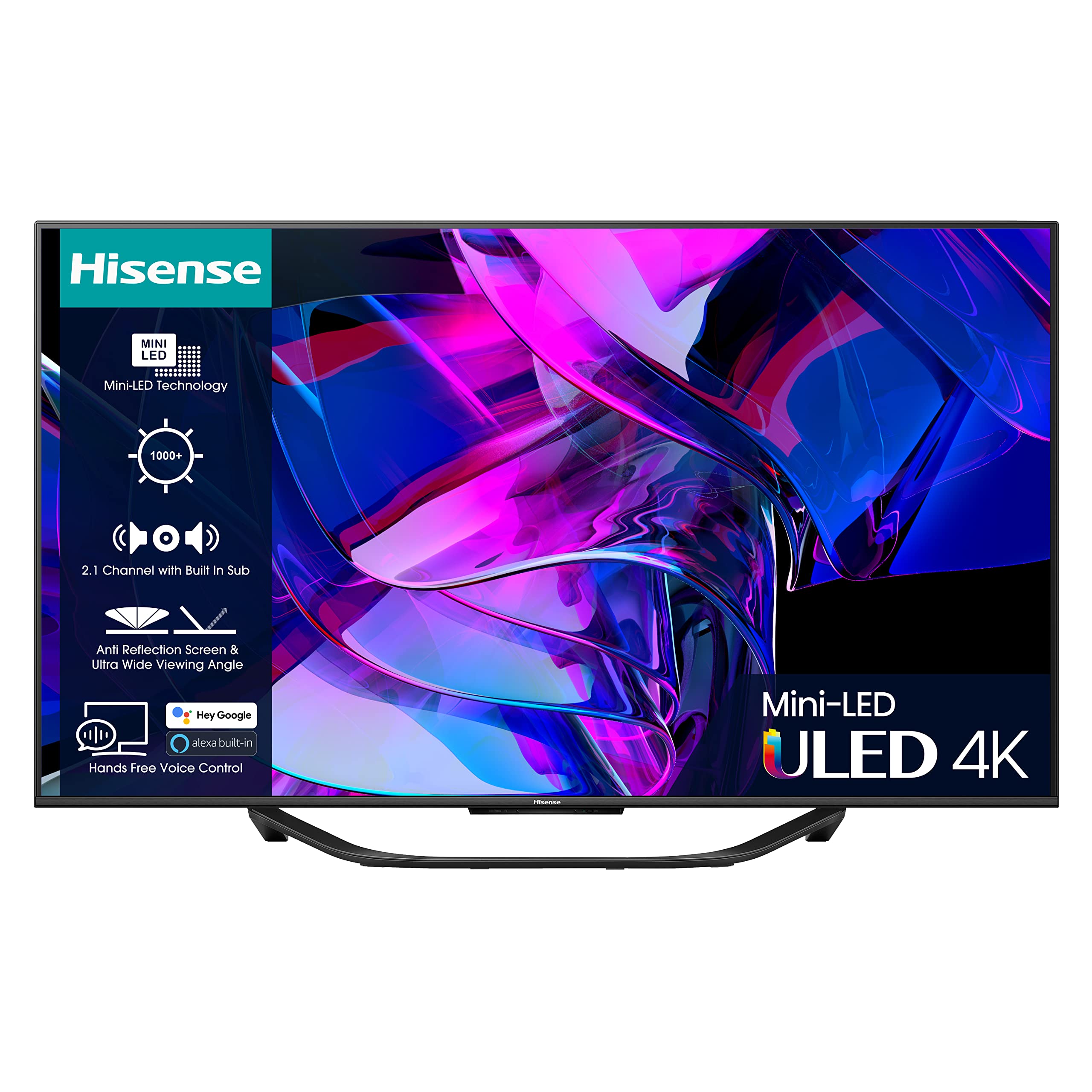 55" Hisense 55U7KQTUK Premium 4K HDR Smart Mini LED TV - Electronic World TV