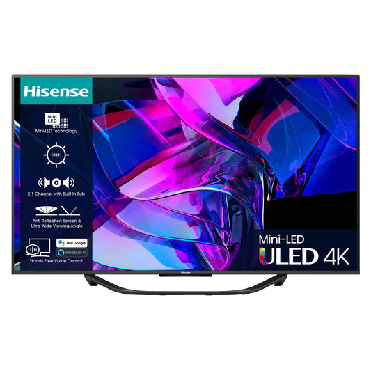 55" Hisense 55U7KQTUK Premium 4K HDR Smart Mini LED TV - Electronic World TV
