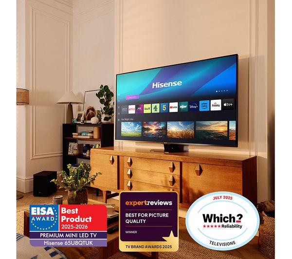65" Hisense 65U8QTUK Premium 4K HDR Smart Mini LED TV