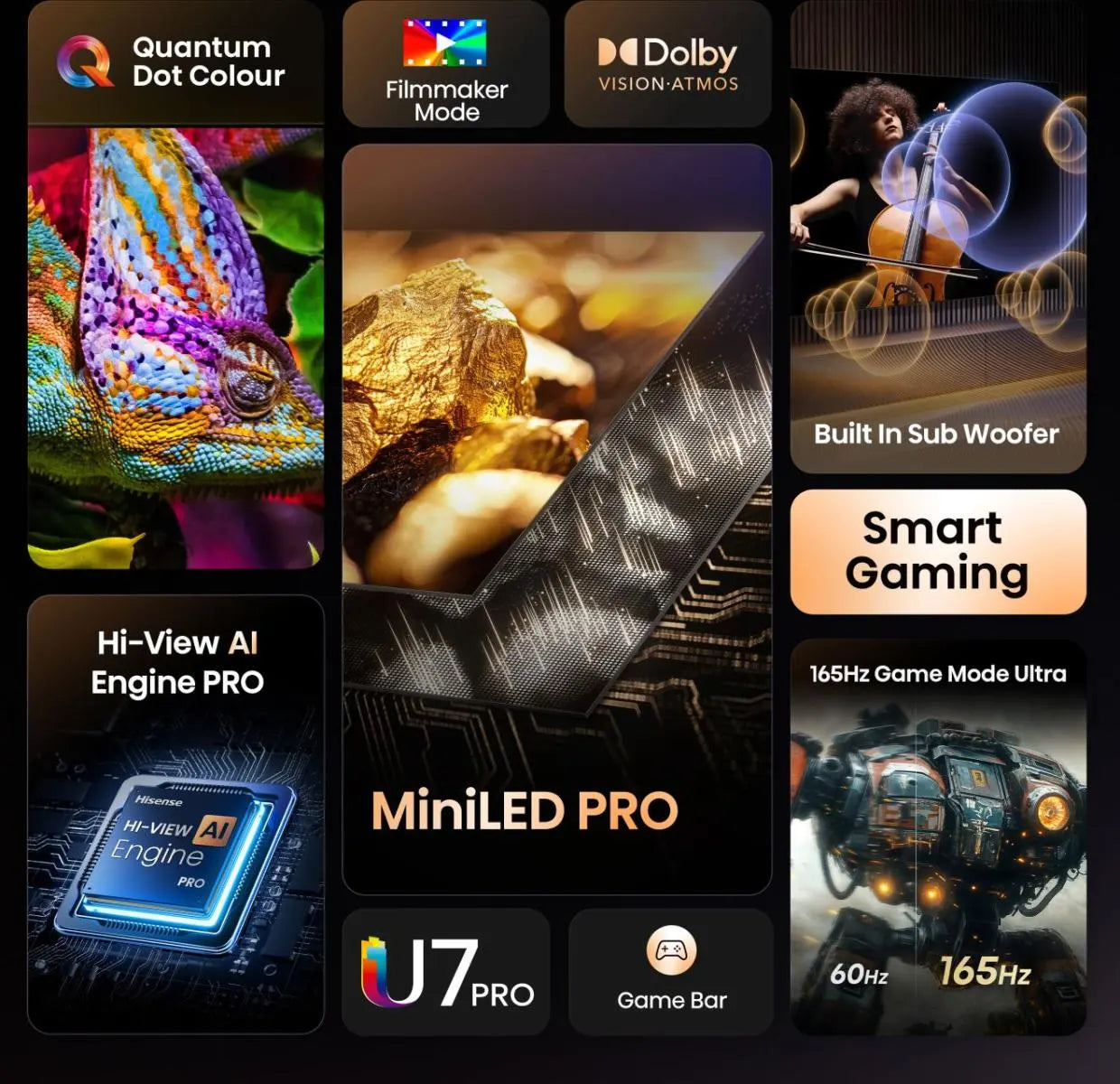 75" Hisense 75U7QTUK Pro 4K HDR Smart Mini LED TV