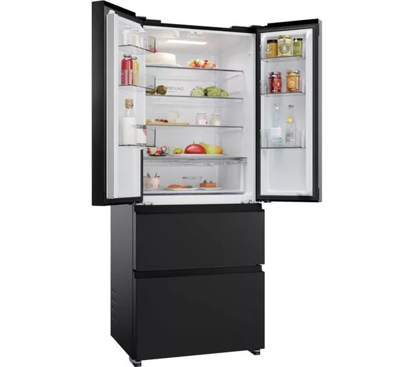 HAIER HFR3718ENPT Slate Black Narrow American Fridge Freezer