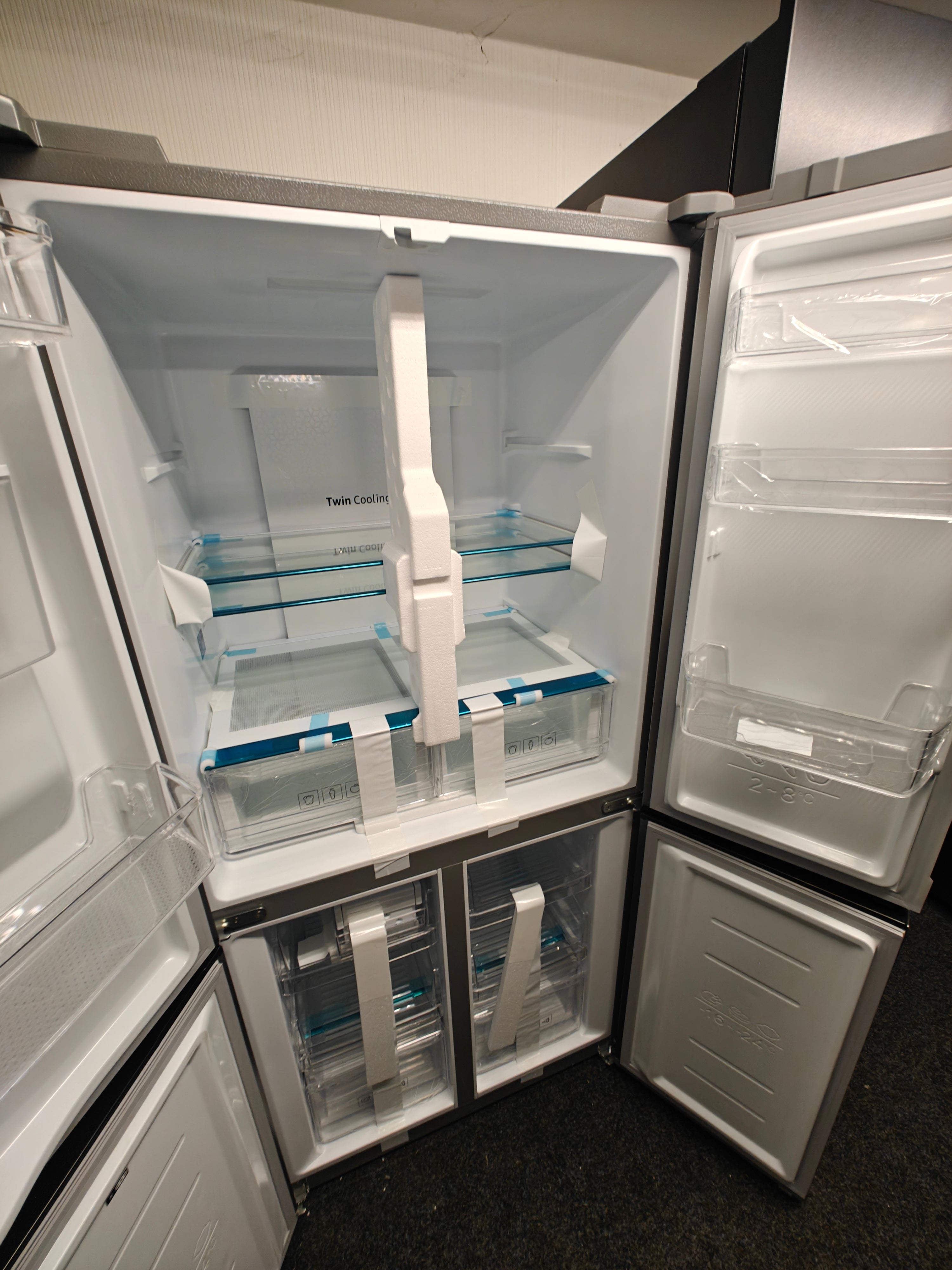 SAMSUNG RF48A401EM9 SPACEMAX FRENCH DOOR AMERICAN FRIDGE FREEZER - STAINLESS STEEL - Electronic World TV