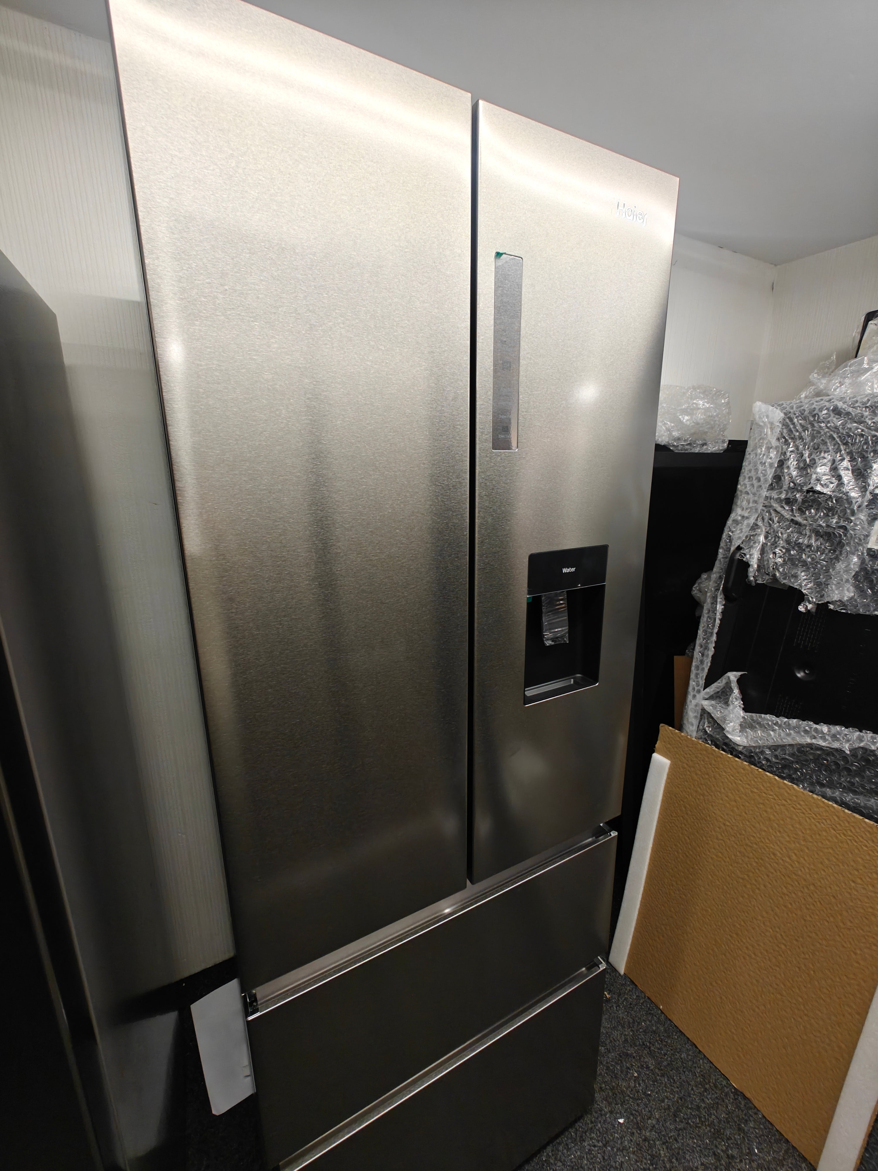 HAIER HFR5719EWMP SILVER NARROW AMERICAN FRIDGE FREEZER - Electronic World TV