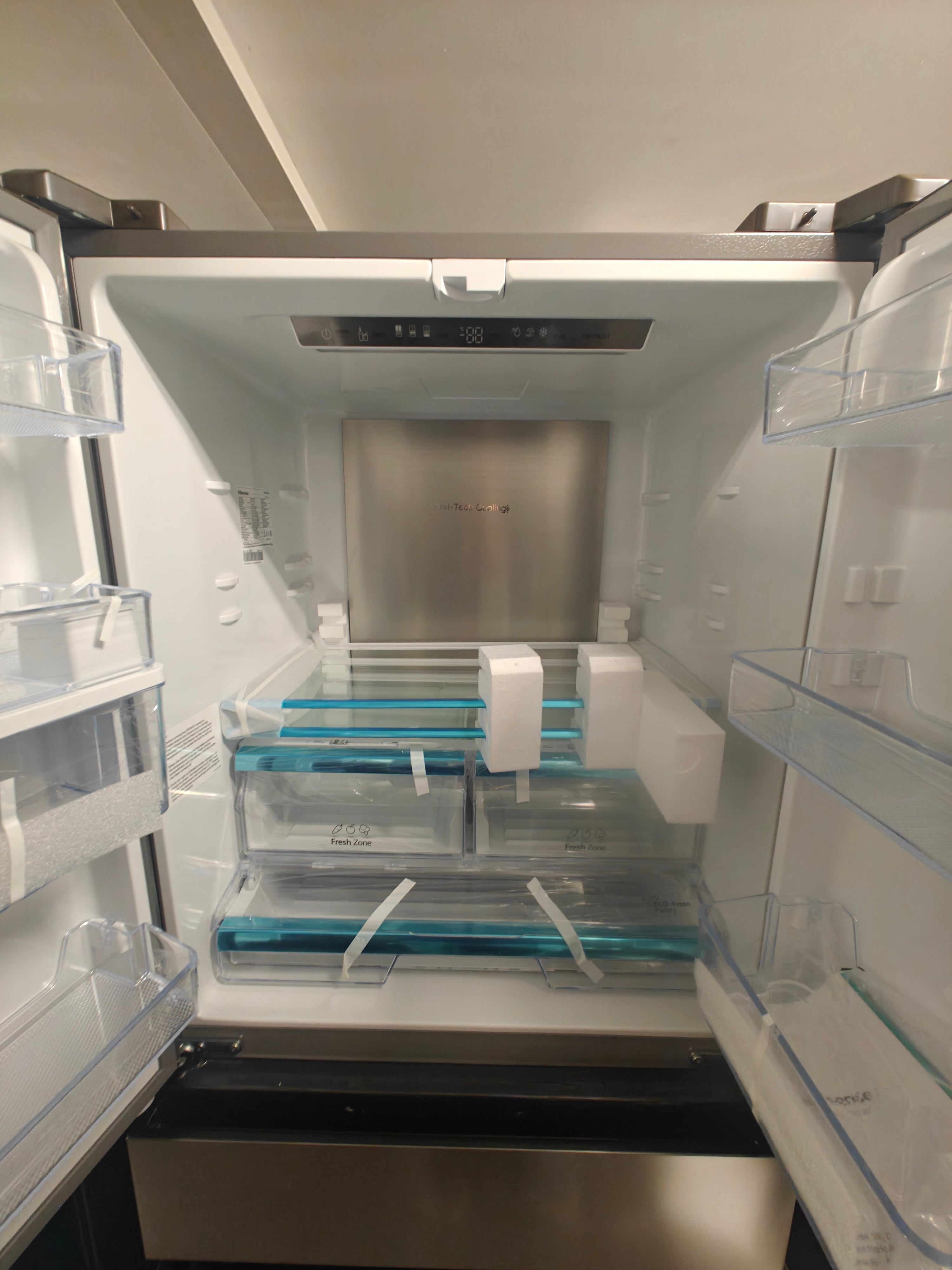 HISENSE RF540N4WIE SILVER NARROW PUREFLAT AMERICAN FRIDGE FREEZER - Electronic World TV