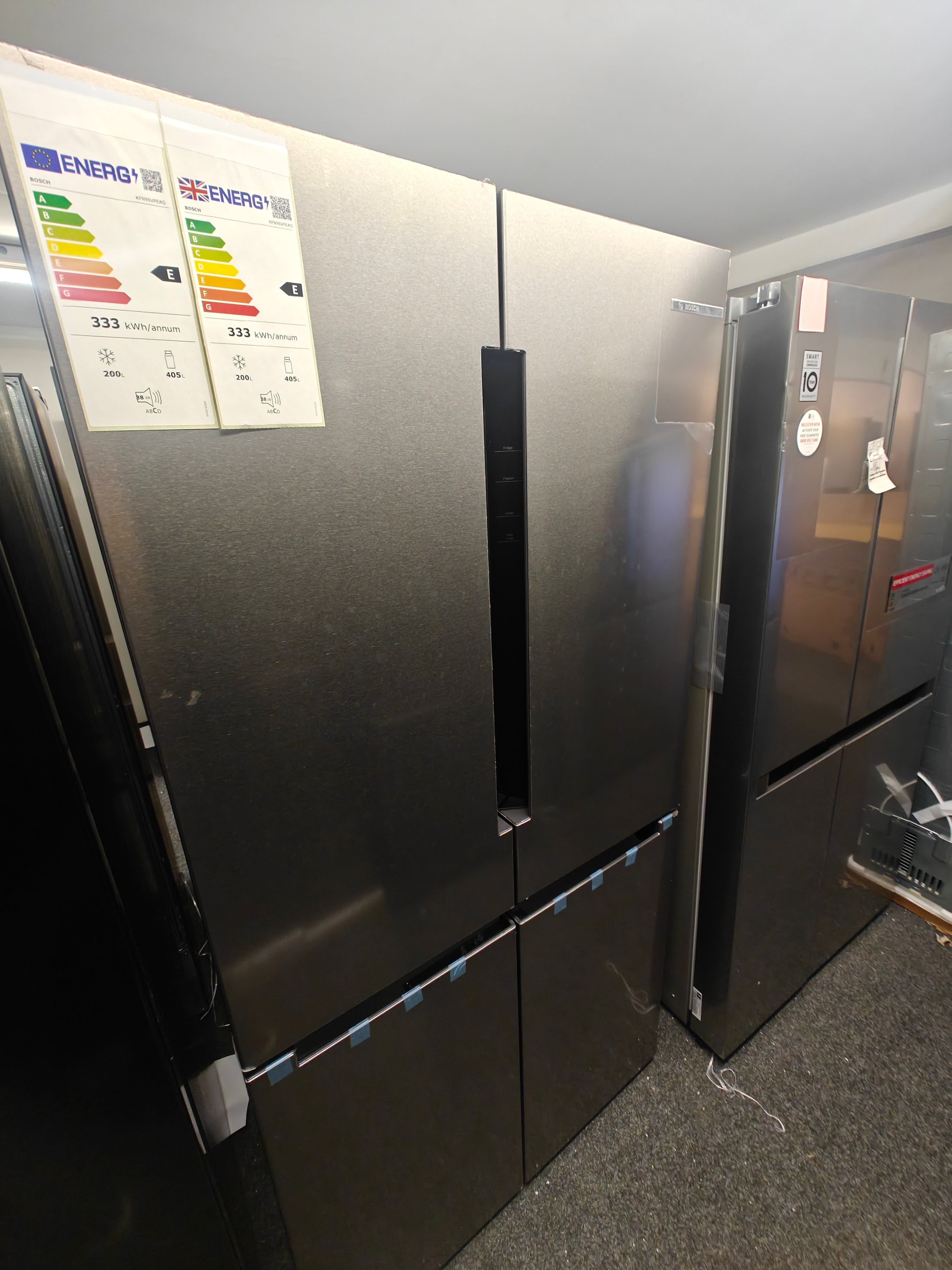 BOSCH KFN96VPEAG FRENCH DOOR AMERICAN FRIDGE FREEZER - STAINLESS STEEL - Electronic World TV