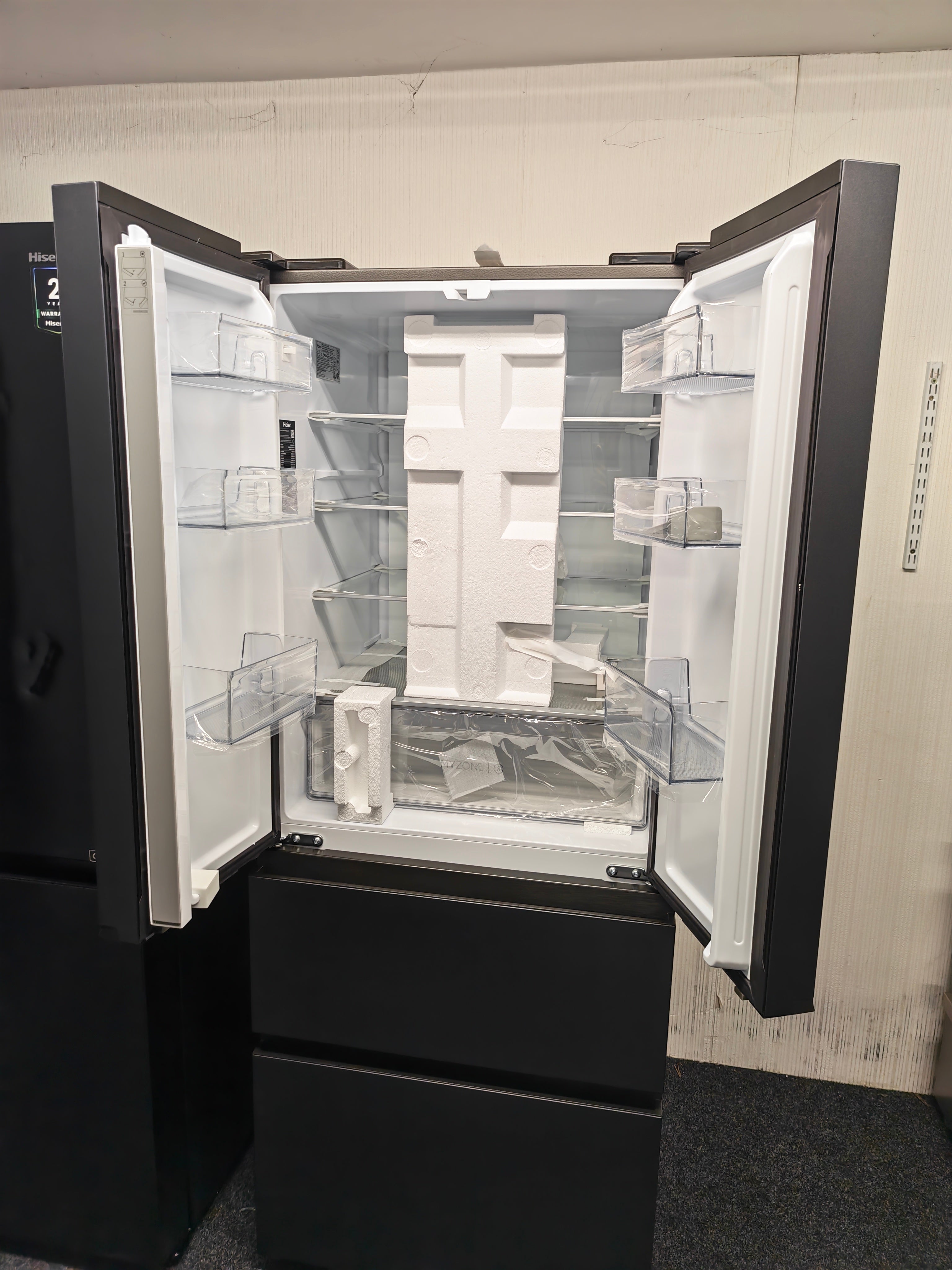 HAIER HFR3718ENPT Slate Black Narrow American Fridge Freezer