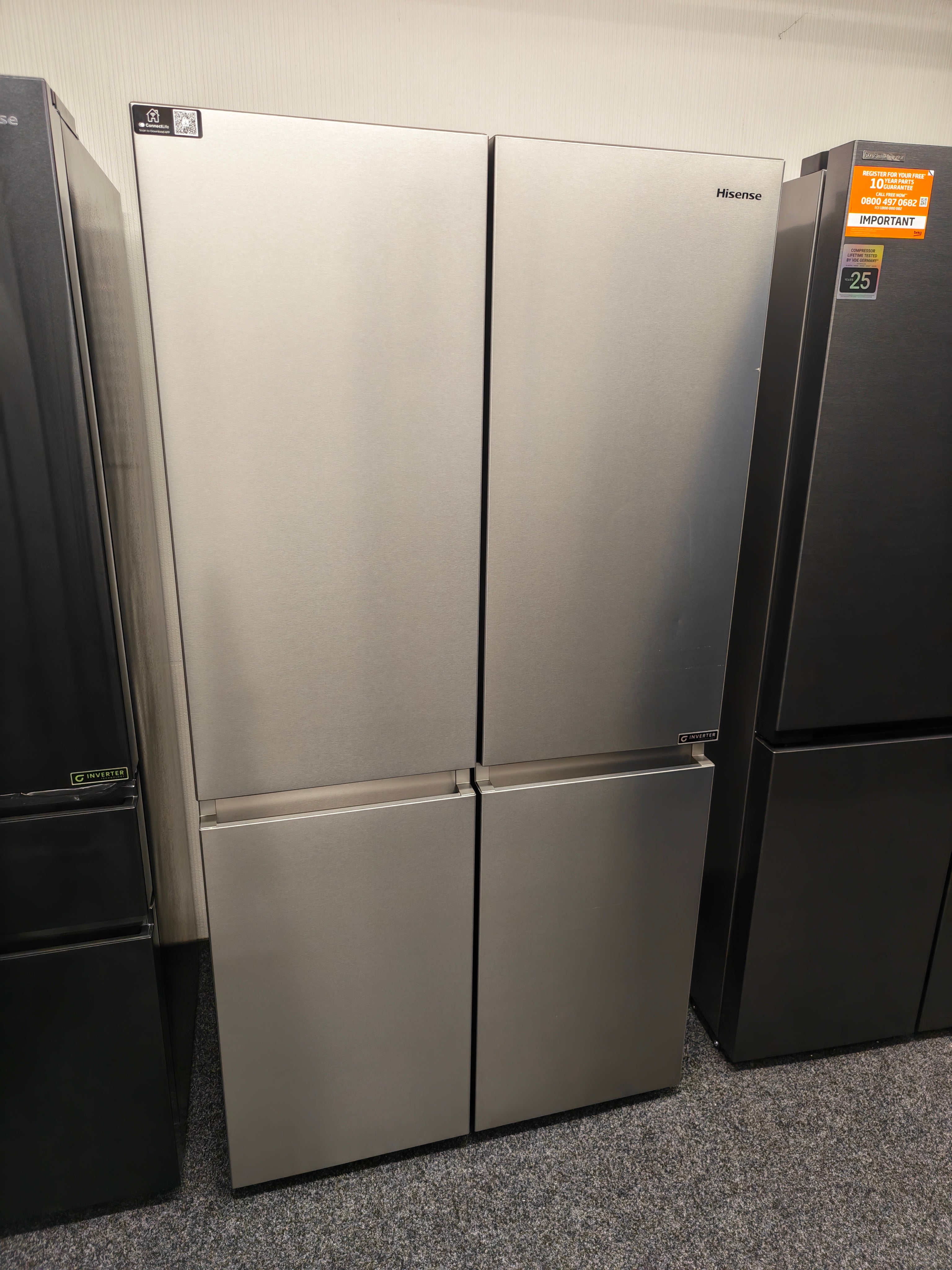 Hisense RQ758N4SASE PureFlat Smart American Fridge Freezer - Stainless Steel