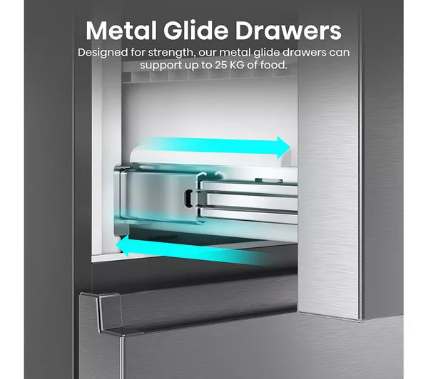 Hisense RF632N4AIE1 Narrow American Fridge Freezer - Stainless Steel