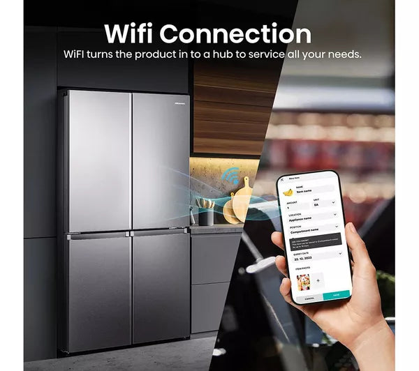 Hisense RQ758N4SASE PureFlat Smart American Fridge Freezer - Stainless Steel
