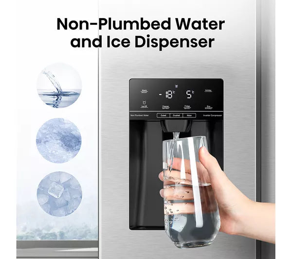 HISENSE RS694N4TIE SILVER PUREFLAT AMERICAN FRIDGE FREEZER - Electronic World TV