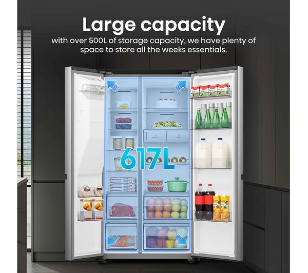 HISENSE RS818N4TIE Stainless Steel American Fridge Freezer