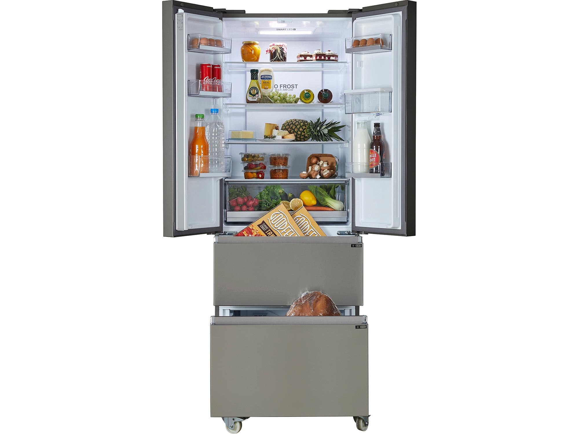 HAIER HFR5719EWMP SILVER NARROW AMERICAN FRIDGE FREEZER - Electronic World TV